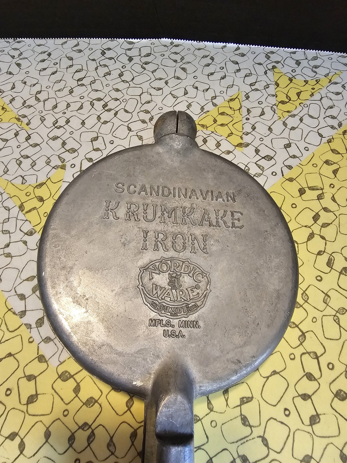 Vintage Nordic Ware Krumkake Iron with Wooden Handle Scandinavian Design