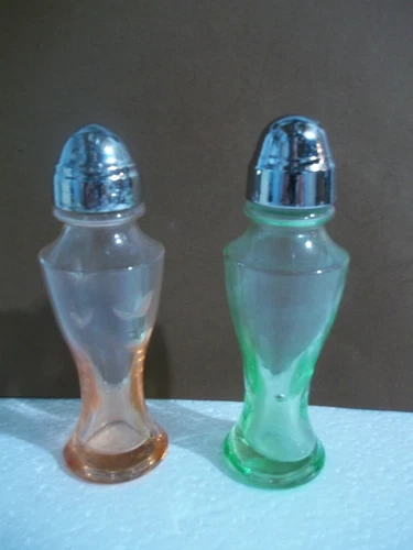 Depression Glass Salt & Pepper: The green one is uranium Glass