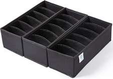 3 Pack Sock Underwear Drawer Organizer Dividers, Collapsible Cabinet Closet Stor
