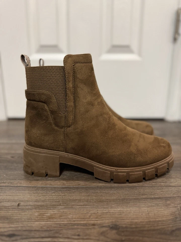 Qupid Repeat Chelsea Ankle Boots Tan Suede Women’s 9 EU 40 Low Heel - Image 3 of 4