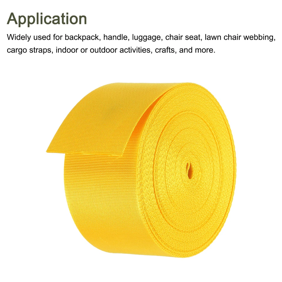 Flat Nylon Webbing Strap 2 Inch 10 Yards Corn Yellow for Backpack - Imagen 4 de 4