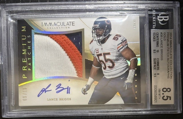 2014 Immaculate Collection Patch Auto Gold /10 #38 Lance Briggs Highest grade
