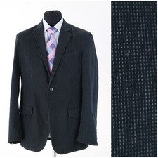 Mens Summer Blazer 42R DANIEL HECHTER Grey Cotton Half Lined Sport Coat Jacket