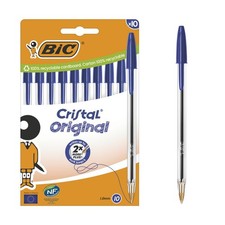 Bic Cristal Original BolíGrafos De Punta Media (1,00 Mm) Con TapóN Y CapuchóN A Juego - Azul, Caja De 10-image