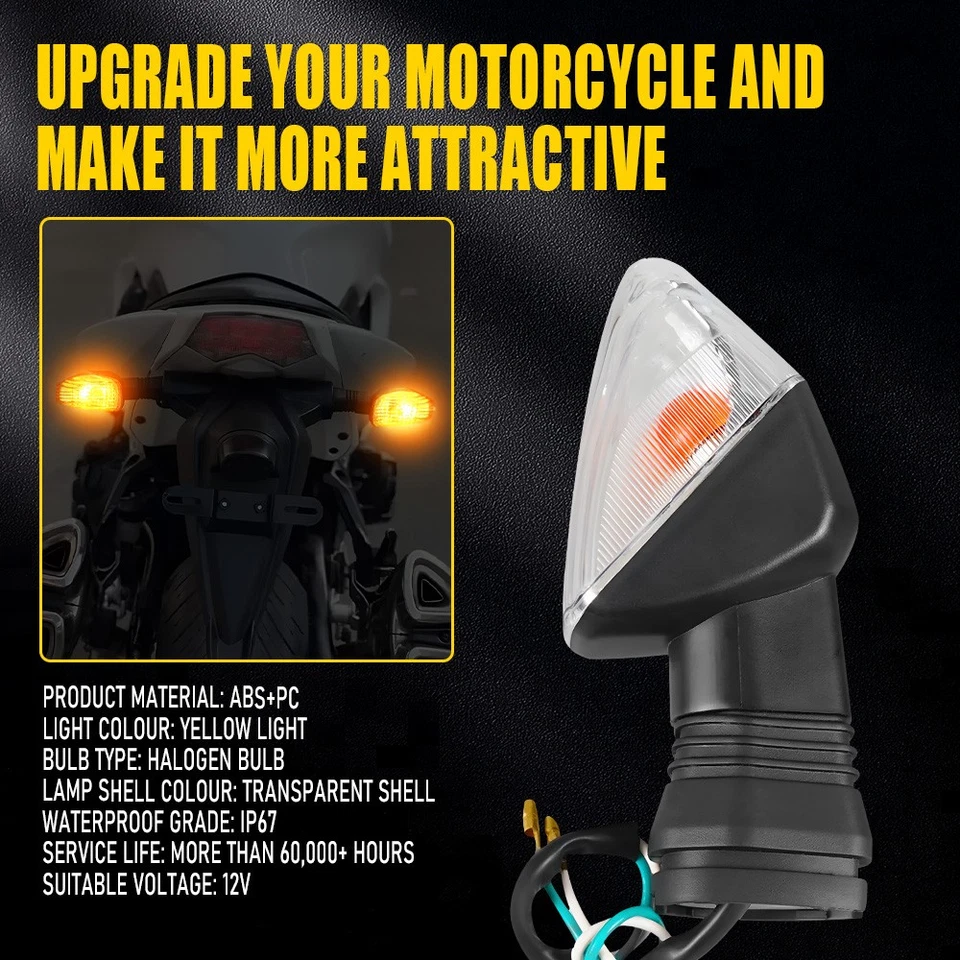 Pair For KAWASAKI Z750S 2005-2006 Clear Lens Front Rear Turn Signal Lights EAAE - Image 2 of 4