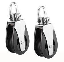 Marine Stainless Steel Pulley 2 Pcs Boat Rope Block Heavy Duty Silent Bearing