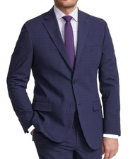 DKNY Suit Jacket Men's Size 38R Navy Blue Plaid Modern Fit Nested NWT