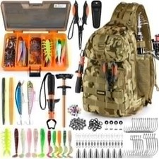 Fishing Backpack with Tackle Boxes, Waterproof Fishing Sling Tackle Bag for Fish