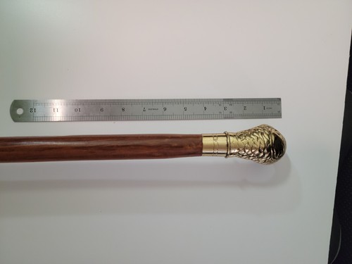 Vintage Brass Cobra Head Handle Wooden Walking Cane Serpent Snake Stick 36"