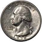 1936-D Washington Silver Quarter 25c Denver Almost Uncirculated AU+