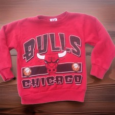 Vintage 90s Chicago Bulls Sweatshirt Team Rated Logo 7 Red Boys Kids Size 4 T