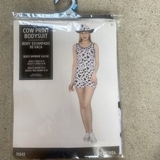 Women's Cow Print Bodysuit L/XL Costume- New In Bag Size 10-12/14-16