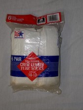 NOS Vtg Stockyard 80s White Crew Length Tube Socks 6 Pack Men's 10-13 USA READ