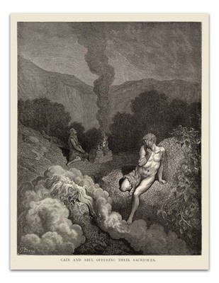 Gustave Doré  Cain and Abel Offering Their Sacrifices  Vintage Art Print