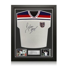 Glenn Hoddle Front Signed England 1982 Football Shirt. Standard Frame