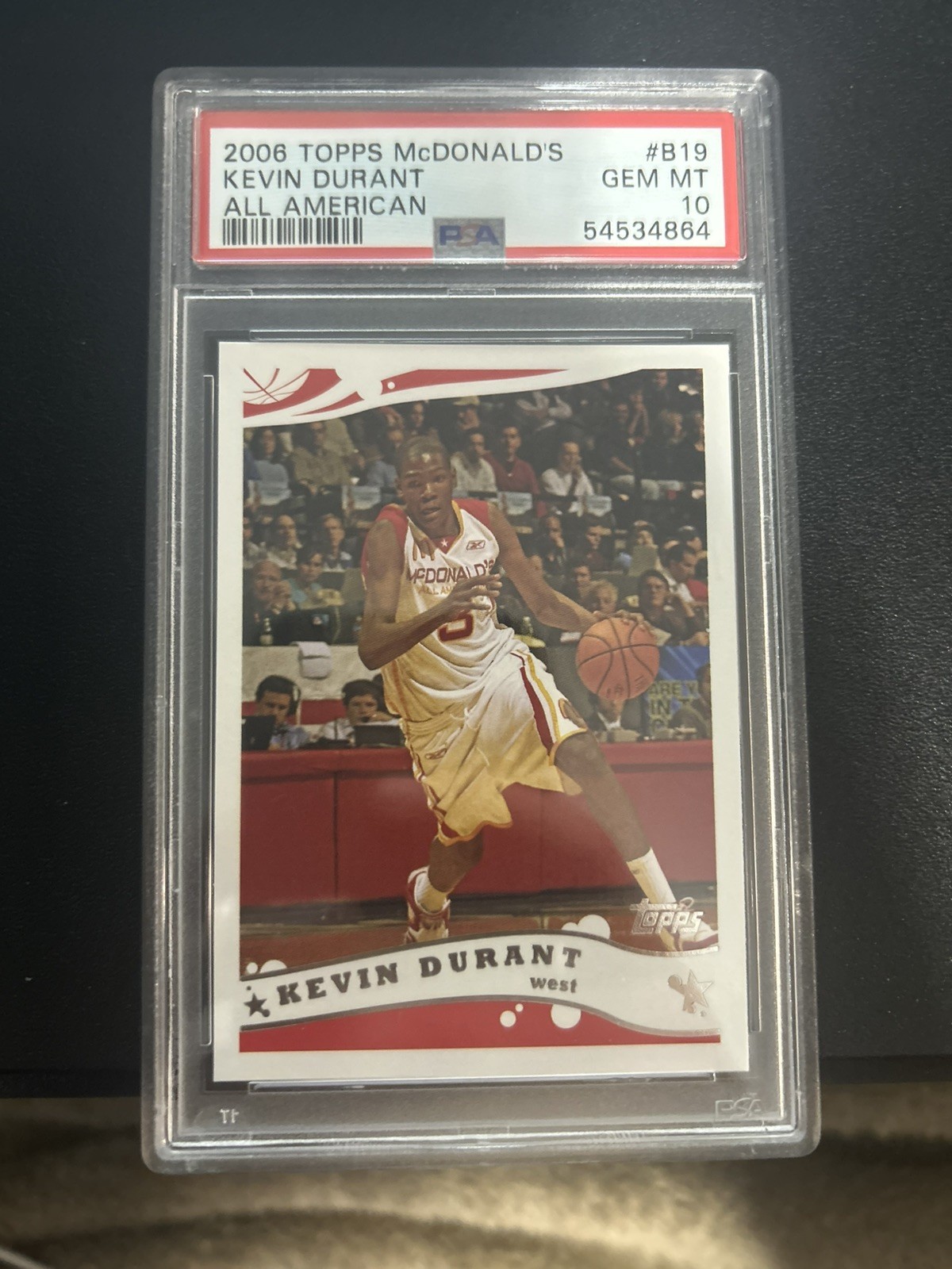 2006-07 TOPPS McDONALD'S ALL AMERICAN #B19 KEVIN DURANT XRC RC ROOKIE PSA 10 shd
