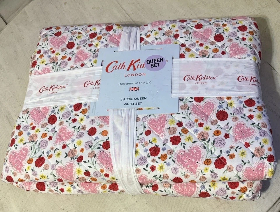 Juego de edredón Cath Kidston Floral Corazón Rosa Queen - Ropa de cama de 3 piezas Foto 2 de 4