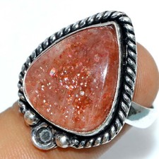 925 Silver Plated Sunstone Ring US 6 Best Gift For Women Most Beautiful GW