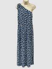 Ralph Lauren Women's Blue White Floral Jersey One-Shoulder Sheath Dress Size 6
