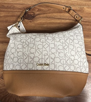 Calvin Klein New Leather Pocketbook Purse Bag Large Almond Kakhi Style:H3DCJ247 