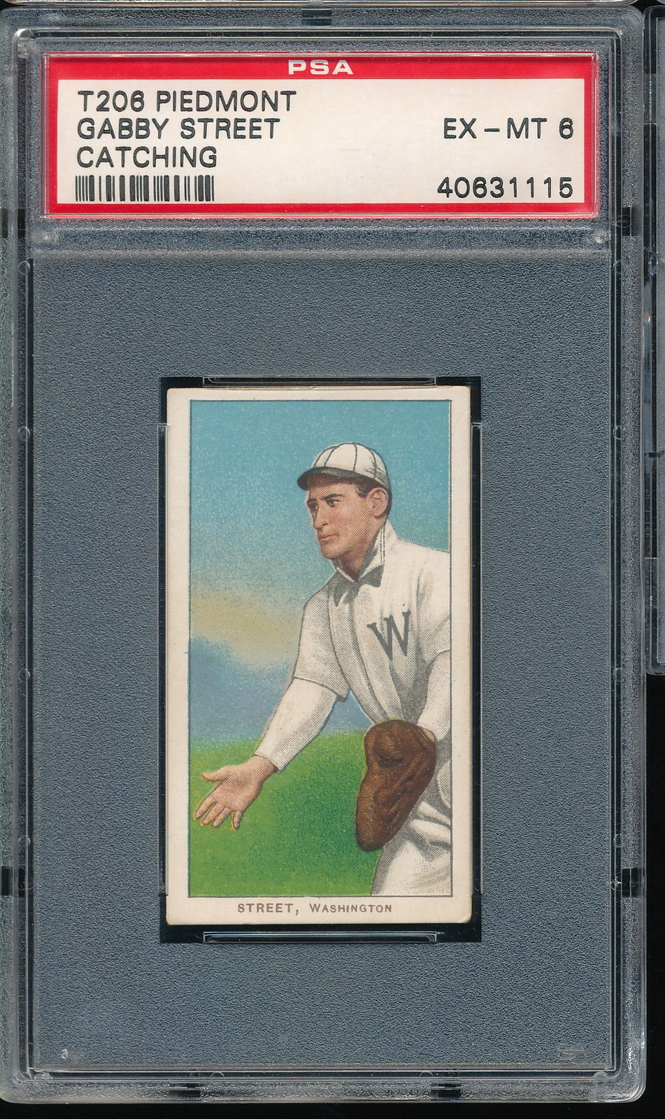 T206 Piedmont 350/25 Gabby Street (Catching) PSA 6 - Washington - POP 33