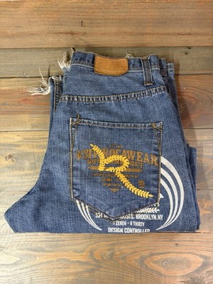 Vintage Distressed Roca Wear Jean Men's 32x30 Y2k Graphic Pockets Wide Leg Baggy