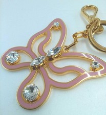 Authentic Miu Miu butterfly keychain Bag Charm Keyring Pink Gold jewels w/box