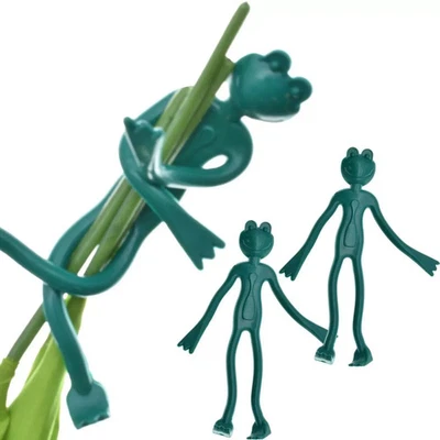 GREEN JEM 4 X Frog Garden Plant Ties Supports Reusable Soft Rubber Twist Adjustable Tree