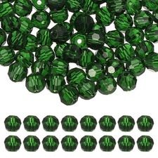 8mm Round Crystal Beads, 100 Pcs Glass Faceted Ball Bead, Dark Green