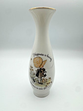 Vtg Holly Hobbie Bud Vase, Happiness Is Having Someone To Care For - Japan 7.25  