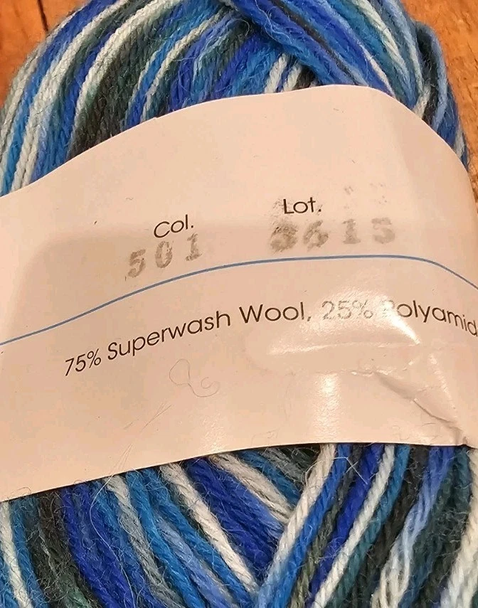 2 skeins Superwash Merino  501 baby sky blue sock yarn vintage multicolor - Image 3 of 3