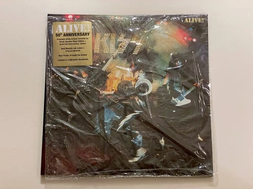 KISS ALIVE! 50th Anniversary White & Gold Color Vinyl 2025 - some creases READ