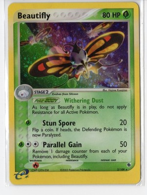 Pokemon Beautifly Holo Rare Ruby and Sapphire 2/109 NM WOTC Vintage