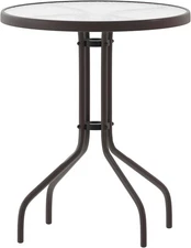 Bellamy 23.75'' Round Tempered Glass Metal Table, Bronze