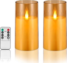 Flameless Candles with Remote, Set of 2 LED Pillar Candles 3" D x 6" H , Realis