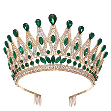 Baroque Queen Large Crystal AB Crowns for Bridal Women Girls Wedding Tiaras Diad