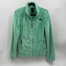 The North Face Fleece Jacket Full Zip Up Womens Small Green Deep Pile