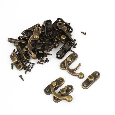 Left Latch Hook Wood Box Capture Decor Bronze Tone 20Pack w Screws