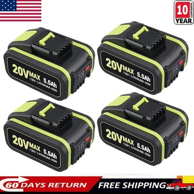 4x WA3551 5500mAh High Capacity Li-ion Battery WA3512 Drill Tools 20V for Worx