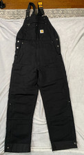 Carhartt Men's Loose Fit Washed Duck Insulated Bib Overall Black - New - Size M