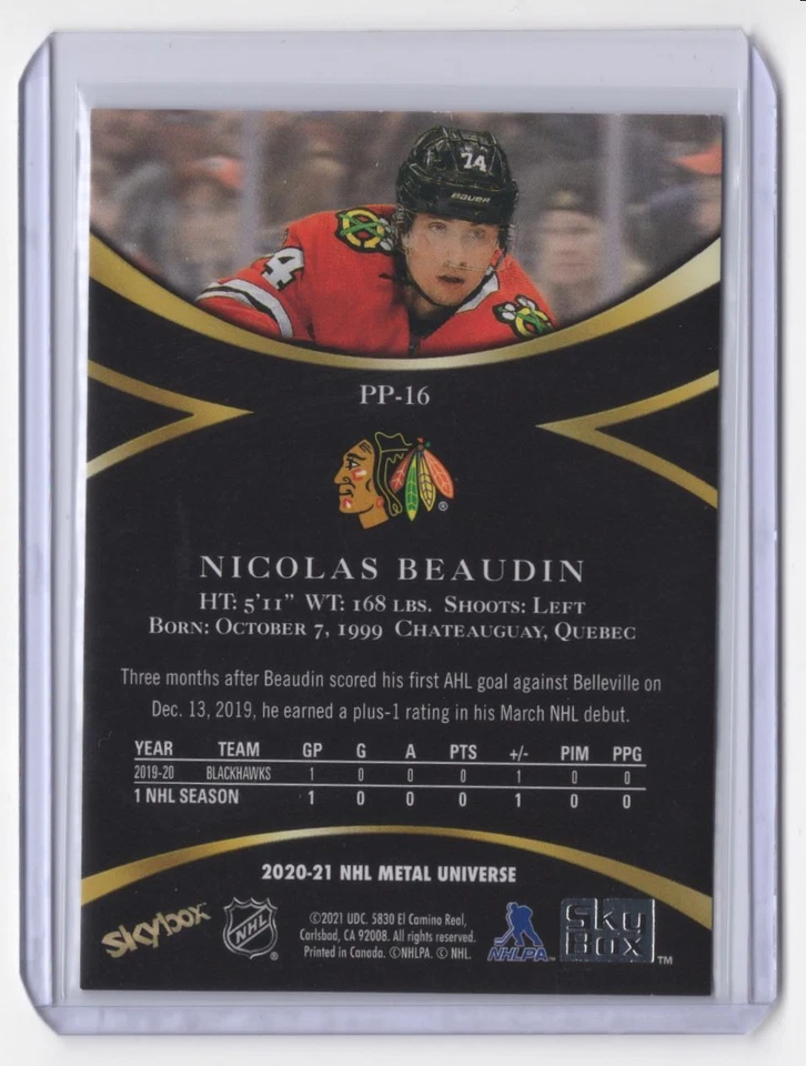 2020-21 Skybox Metal Universe Premium Prospects Nicolas Beaudin Chicago - Image 2 of 2