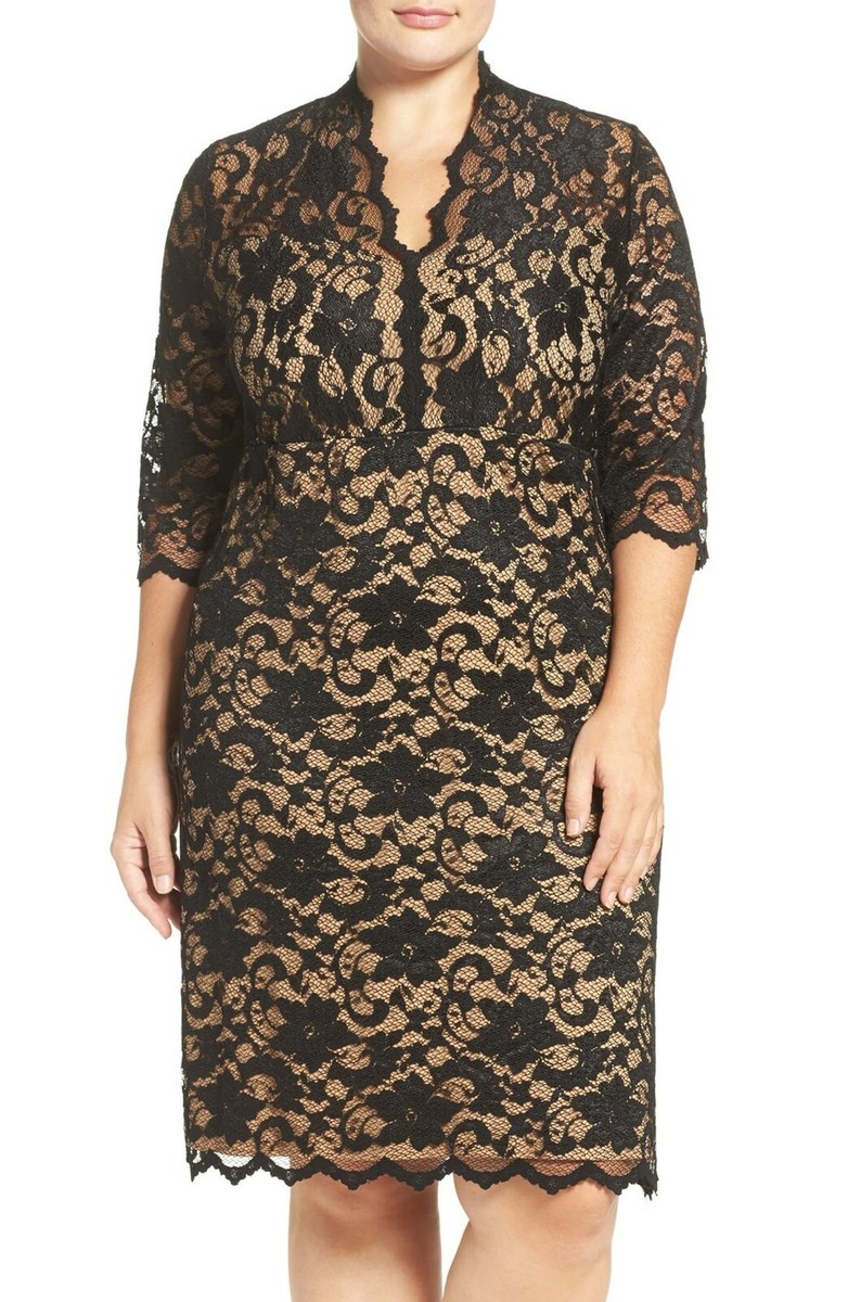 Karen Kane Scalloped V-Neck Stretch Lace Dress Plus Size 1X Black NWT | eBay Karen Kane Scalloped V-Neck Stretch Lace Dress Plus Size 1X Black NWT | eBay