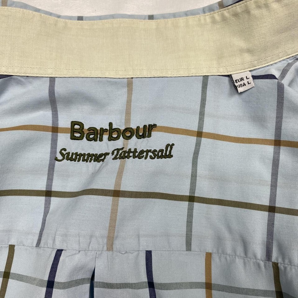 Barbour Vintage Men's Pale Blue Summer Tattersall Shirt eBay