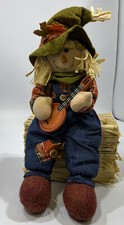 AVON  Joe the scarecrow Musical Harvest Sitter in Bale of Hay EUC Tested Works