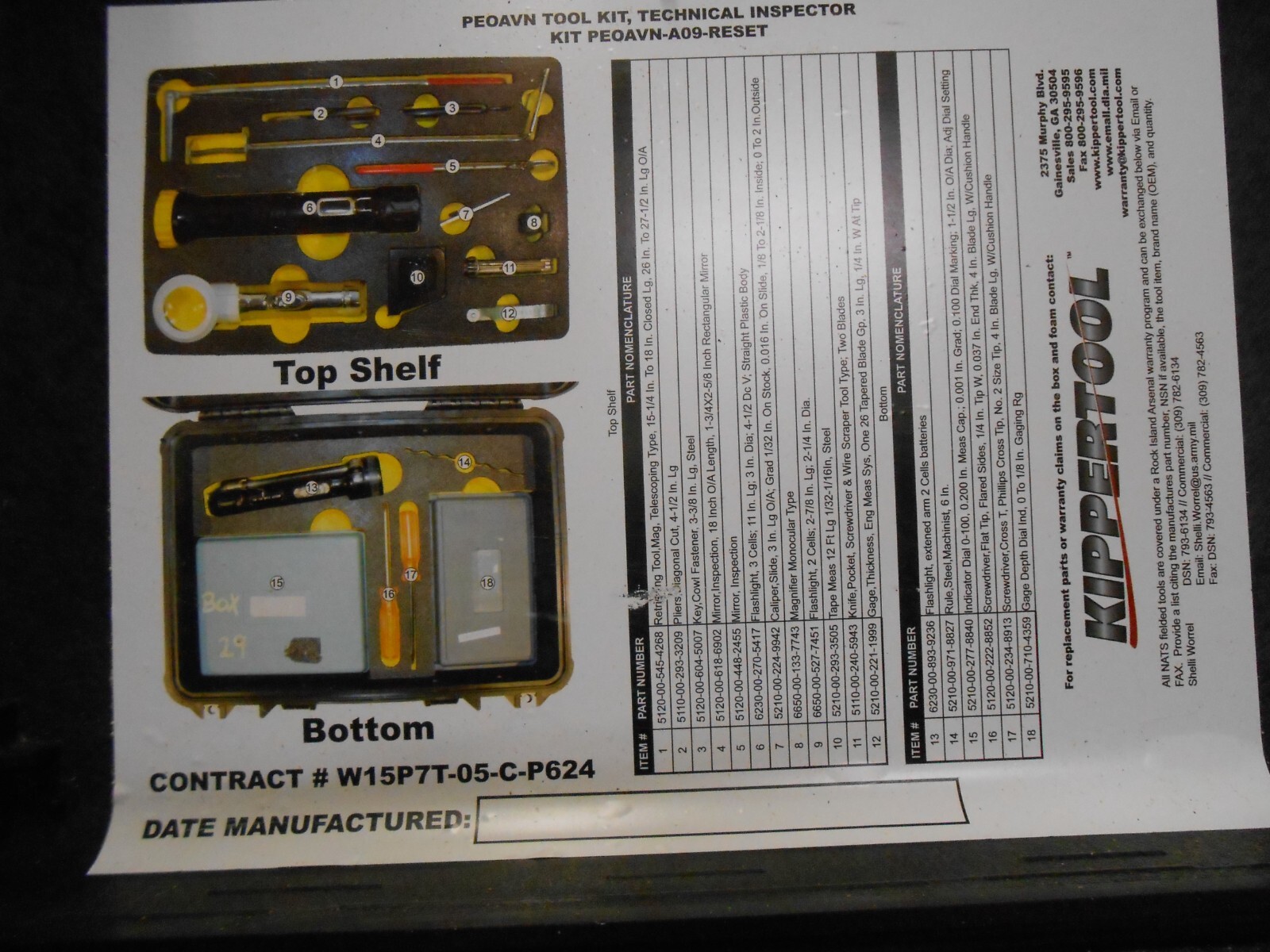 KIPPERTOOL PEOAVNA09Reset Aircraft Inspection Tool Kit in Pelican