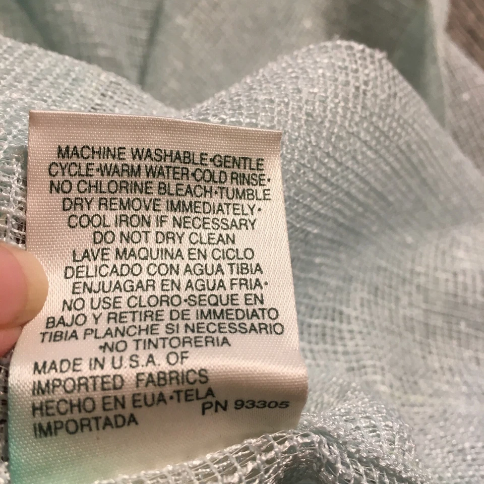 Croscill Home Semi-Sheer Curtain Pair Open Weave Pale Mint Green 53x76" USA - Image 4 of 4