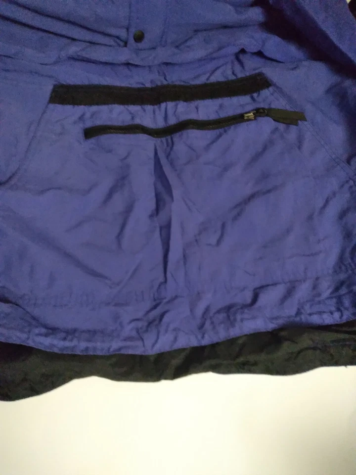 Pullover con capucha vintage blanco Sierra para hombre M púrpura botón a presión polar Foto 3 de 4