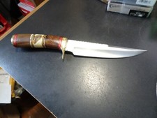12" CHIPAWAY CUTLERY FIXED BLADE KNIFE HAND CARVED BONE & WOOD HANDLE 440HC S.S
