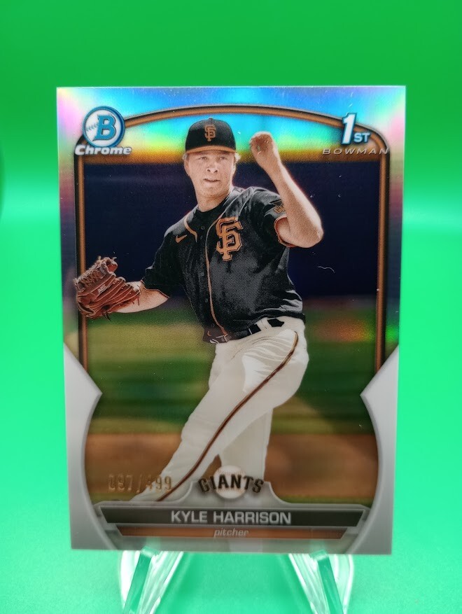 Kyle Harrison 2023 Bowman Chrome 1st Bowman RC #BCP-93 Giants Refractor #/499
