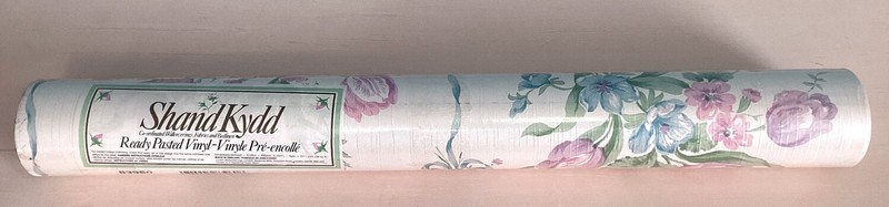 Shand Kydd DOUBLE ROLL WALLPAPER 83960  56 sq. ft -Pink Blue Floral Ribbons 1995